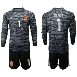 Spain #1 De Gea Black Long Sleeves Goalkeeper Soccer Country Jersey