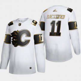 Calgary Flames #11 Mikael Backlund Mens Adidas White Golden Edition Limited Stitched NHL Jersey