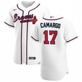 Atlanta Braves #17 Johan Camargo Mens Nike White Home 2020 Authentic Player MLB Jersey
