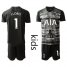 Tottenham Hotspur #1 Lloris Black Goalkeeper Kid Soccer Club Jersey