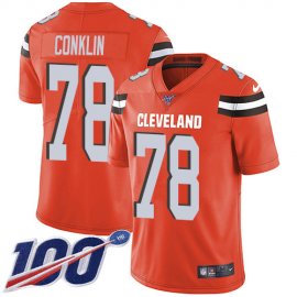 Nike Cleveland Browns #78 Jack Conklin Orange Alternate Mens Stitched NFL 100th Season Vapor Untouchable Limited Jersey