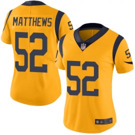 Nike Los Angeles Rams #52 Clay Matthews Gold Womens Stitched NFL Limited Rush Jersey