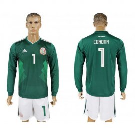 Mexico #1 CORONA Home 2018 FIFA World Cup Long Sleeve Soccer Jersey