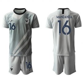 France #16 Mandanda Grey Goalkeeper Soccer Country Jersey