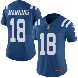 Nike Indianapolis Colts #18 Peyton Manning Royal Blue Womens Stitched NFL Limited Rush Jersey