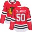 Adidas Chicago Blackhawks #50 Corey Crawford Red Home Authentic Womens Stitched NHL Jersey