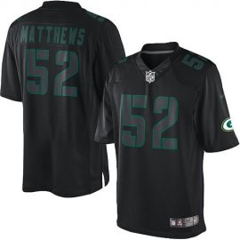 Nike Green Bay Packers #52 Clay Matthews Black Mens Stitched NFL Impact Limited Jersey