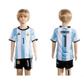 Argentina #1 Romero Home Kid Soccer Country Jersey