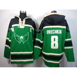 Washington Capitals #8 Alex Ovechkin Green St. Patricks Day McNary Lace Hoodie Stitched NHL Jersey