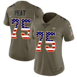Nike New Orleans Saints #75 Andrus Peat Olive/USA Flag Womens Stitched NFL Limited 2017 Salute To Service Jersey