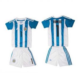 Argentina #1 Romero Home Kid Soccer Country Jersey