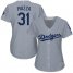 Los Angeles Dodgers #31 Mike Piazza Grey Alternate Road Womens Stitched MLB Jersey