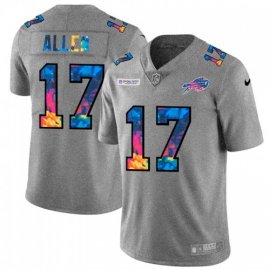 Buffalo Buffalo Bills #17 Josh Allen Mens Nike Multi-Color 2020 NFL Crucial Catch NFL Jersey Greyheather