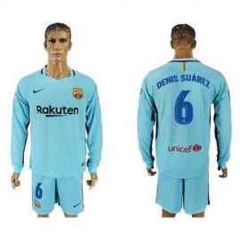 Barcelona #6 Denis Suarez Away Long Sleeves Soccer Club Jersey