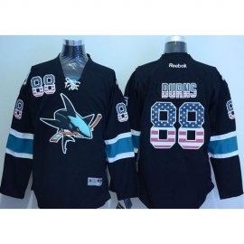 San Jose Sharks #88 Brent Burns Black USA Flag Fashion Stitched NHL Jersey
