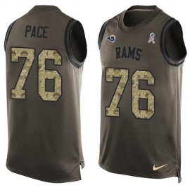 Nike Los Angeles Rams #76 Orlando Pace Green Mens Stitched NFL Limited Salute To Service Tank Top Jersey