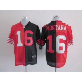 Nike San Francisco 49ers #16 Joe Montana Black/Red Mens Stitched NFL Elite Split Jersey