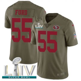 Nike San Francisco 49ers #55 Dee Ford Olive Super Bowl LIV 2020 Mens Stitched NFL Limited 2017 Salute To Service Jersey