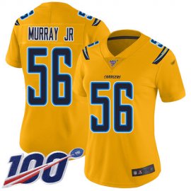 Nike Los Angeles Chargers #56 Kenneth Murray Jr Gold Womens Stitched NFL Limited Inverted Legend 100th Season Jersey