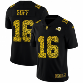 Los Angeles Rams #16 Jared Goff Mens Nike Leopard Print Fashion Vapor Limited NFL Jersey Black