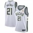 Nike Milwaukee Bucks #21 Jrue Holiday 2021 NBA Finals Champions Swingman Association Edition Jersey White Mens