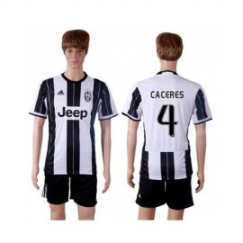 Juventus #4 Caceres Home Soccer Club Jersey