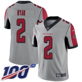 Nike Atlanta Falcons #2 Matt Ryan Silver Mens Stitched NFL Limited Inverted Legend 100th Season Jersey