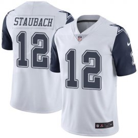 Nike Dallas Cowboys #12 Roger Staubach White Mens Stitched NFL Limited Rush Jersey