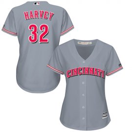 Cincinnati Reds #32 Matt Harvey Grey Road Womens Stitched MLB Jersey
