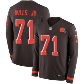 Nike Cleveland Browns #71 Jedrick Wills JR Brown Team Color Mens Stitched NFL Limited Therma Long Sleeve Jersey