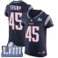 Nike New England Patriots #45 Donald Trump Navy Blue Team Color Super Bowl LIII Bound Mens Stitched NFL Vapor Untouchable Elite Jersey