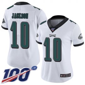 Nike Philadelphia Eagles #10 DeSean Jackson White Womens Stitched NFL 100th Season Vapor Limited Jersey