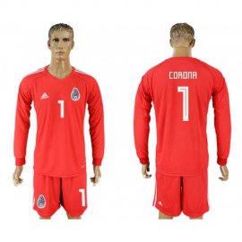 Mexico #1 CORONA Red Goalkeeper 2018 FIFA World Cup Long Sleeve Soccer Jersey