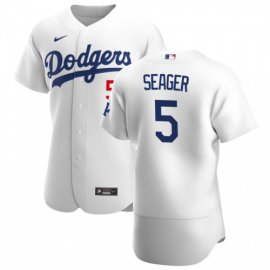 Los Angeles Dodgers #5 Corey Seager Mens Nike White Home 2020 Authentic Player MLB Jersey