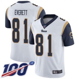 Nike Los Angeles Rams #81 Gerald Everett White Mens Stitched NFL 100th Season Vapor Limited Jersey