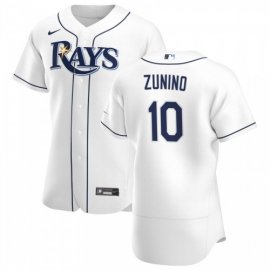 Tampa Bay Rays #10 Mike Zunino Mens Nike White Home 2020 Authentic Player MLB Jersey