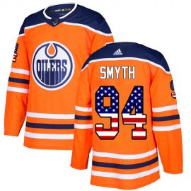 Adidas Edmonton Oilers #94 Ryan Smyth Orange Home Authentic USA Flag Stitched NHL Jersey