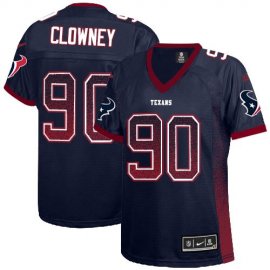 Nike Houston Texans #90 Jadeveon Clowney Navy Blue Team Color Womens Stitched NFL Elite Drift Fashion Jersey