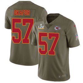 Nike Kansas City Chiefs #57 Alex Okafor Olive Mens Super Bowl LV Bound Stitched NFL Limited 2017 Salute To Service Jersey