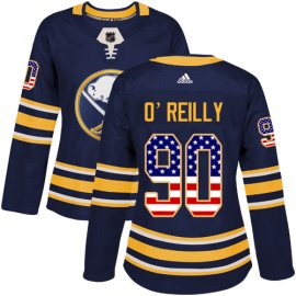 Adidas Buffalo Sabres #90 Ryan OReilly Navy Blue Home Authentic USA Flag Womens Stitched NHL Jersey