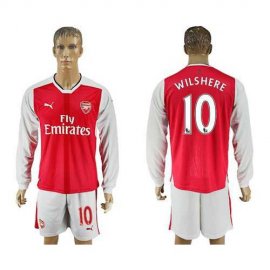 Arsenal #10 Wilshere Red Home Long Sleeves Soccer Club Jersey