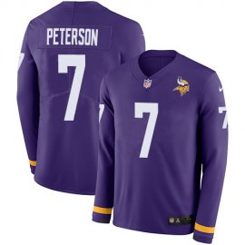 Nike Minnesota Vikings #7 Patrick Peterson Purple Team Color Mens Stitched NFL Limited Therma Long Sleeve Jersey