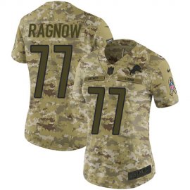 Nike Detroit Lions #77 Frank Ragnow Camo Womens Stitched NFL Limited 2018 Salute to Service Jersey