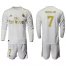 Real Madrid #7 Ronaldo White Home Long Sleeves Soccer Club Jersey