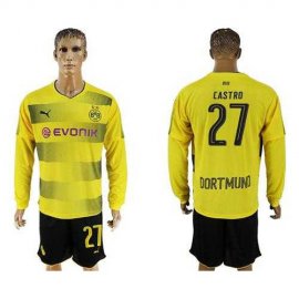 Dortmund #27 Castro Home Long Sleeves Soccer Club Jersey