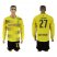 Dortmund #27 Castro Home Long Sleeves Soccer Club Jersey