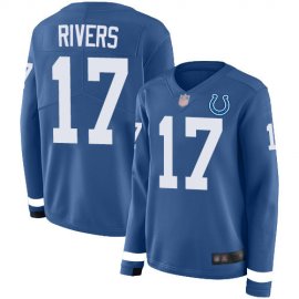 Nike Indianapolis Colts #17 Philip Rivers Royal Blue Team Color Womens Stitched NFL Limited Therma Long Sleeve Jersey