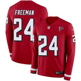 Nike Atlanta Falcons #24 Devonta Freeman Red Team Color Mens Stitched NFL Limited Therma Long Sleeve Jersey