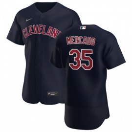Cleveland Indians #35 Oscar Mercado Mens Nike Navy Alternate 2020 Authentic Player MLB Jersey