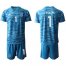 Spain #1 Casillas Blue Goalkeeper Soccer Country Jersey